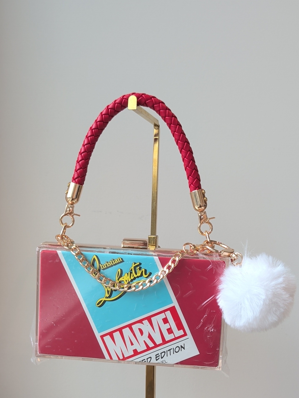 Upcycled Christian Louboutin X Marvel Box Acrylic Novelty Clutch